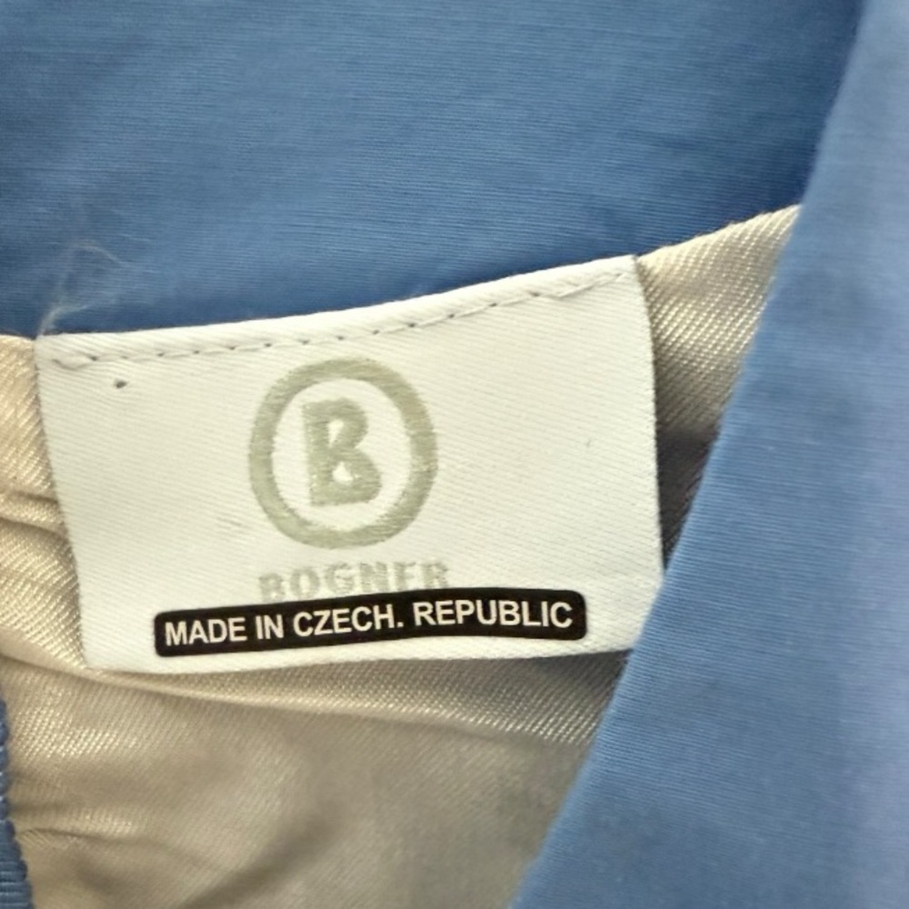 Bogner Blue Cotton Stretch Sheath Dress Size 6 Made in Czech Republic Logo Zip - Picture 5 of 6